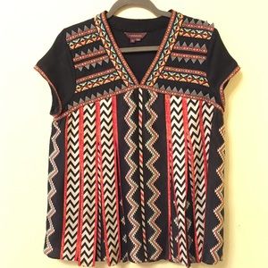 Anthro Ranna Gill Black Abstract Blouse